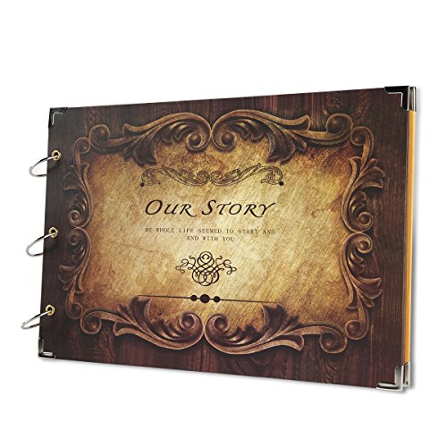 SiCoHome Scrapbook Album 13.6x9.4inch Our Story for Gifts,Photo Storage,Wedding Guest Book and Travel Record