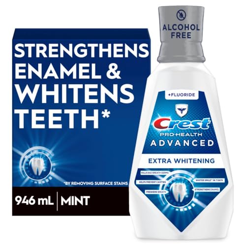 CREST PRO-HEALTH ADVANCED MOUTHWASH, ALCOHOL FREE, EXTRA WHITENING, ENERGIZING MINT FLAVOR, 946 ML (32 FL OZ)