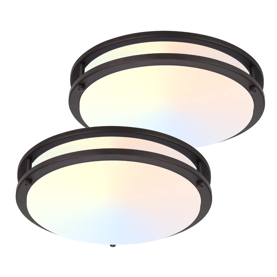 Photo 1 of DAKASON 2Pack LED Flush Mount Ceiling Light Fixture, 13” 20W On/Off Switch to Select 3000K/4000K/5000K, Dimmable Ceiling Lamp for Kitchen, Living Room, Hallway, Oil Rubbed Bronze