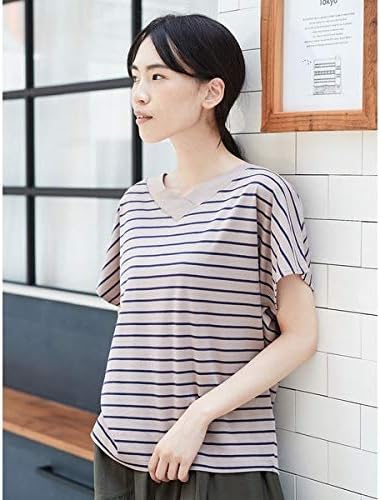 Amazon アメリカンホリック American Holic 60新彊綿スムース半袖重ねvネック2wayプルオーバー ボーダー F Tシャツ カットソー 通販