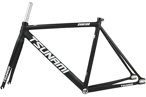 BSFHQS 700C Fixed Gear Bike Frameset 49CM 52CM 55CM 58CM Aluminum Alloy Racing Track Bike Frame C Brake Bike Frame Quick Release Frame 100/120mm QR(Matte Black B,55cm)