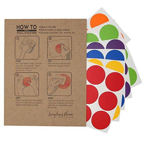 Polka Dot Wall Decals Multicolor Rainbow(220 2 inch Decals) Easy Peel and Stick Matte Finish Removable Decals Safe on Painted Walls
