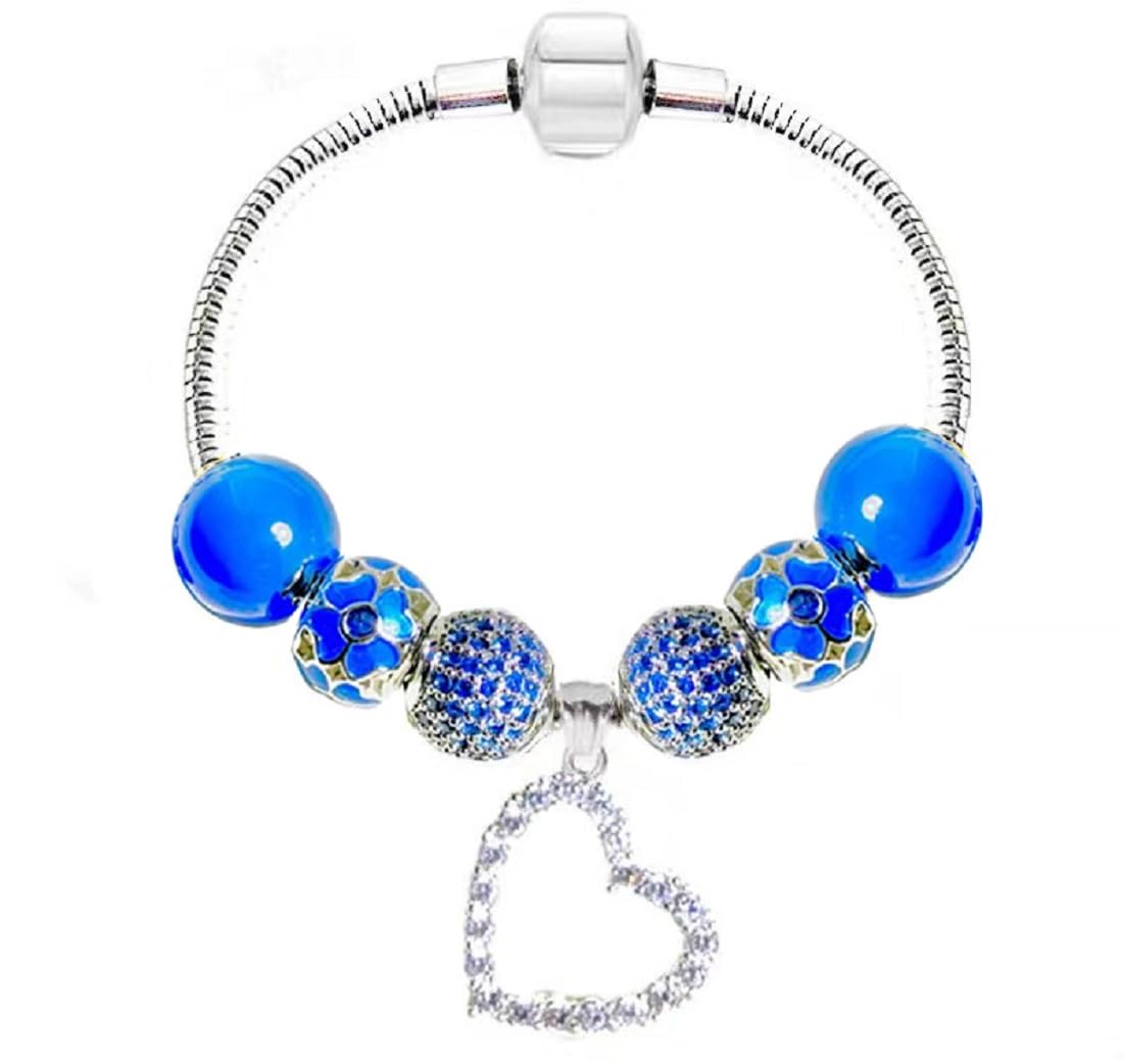 White Birch Charm Bracelet London Blue December Birthstone Teacher Gifts 18 cm Very Small and Small Popular Size for Women and Girls Jewelry