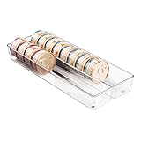 mDesign Kitchen Plastic Organizer Tray with Dual Compartments for Storage of Canned Cat, Dog or Pet Food - Large - Clear