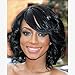 Jet Black Synthetic Hair Wig Short Curly Wigs with Side Bangs Heat Resistant Fiber Full Wigs for Woman