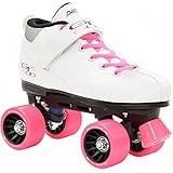 Pacer Mach-5 White Pink Skates - Mach5 GTX500 Quad Roller Skates - Mens 4 / Ladies 5