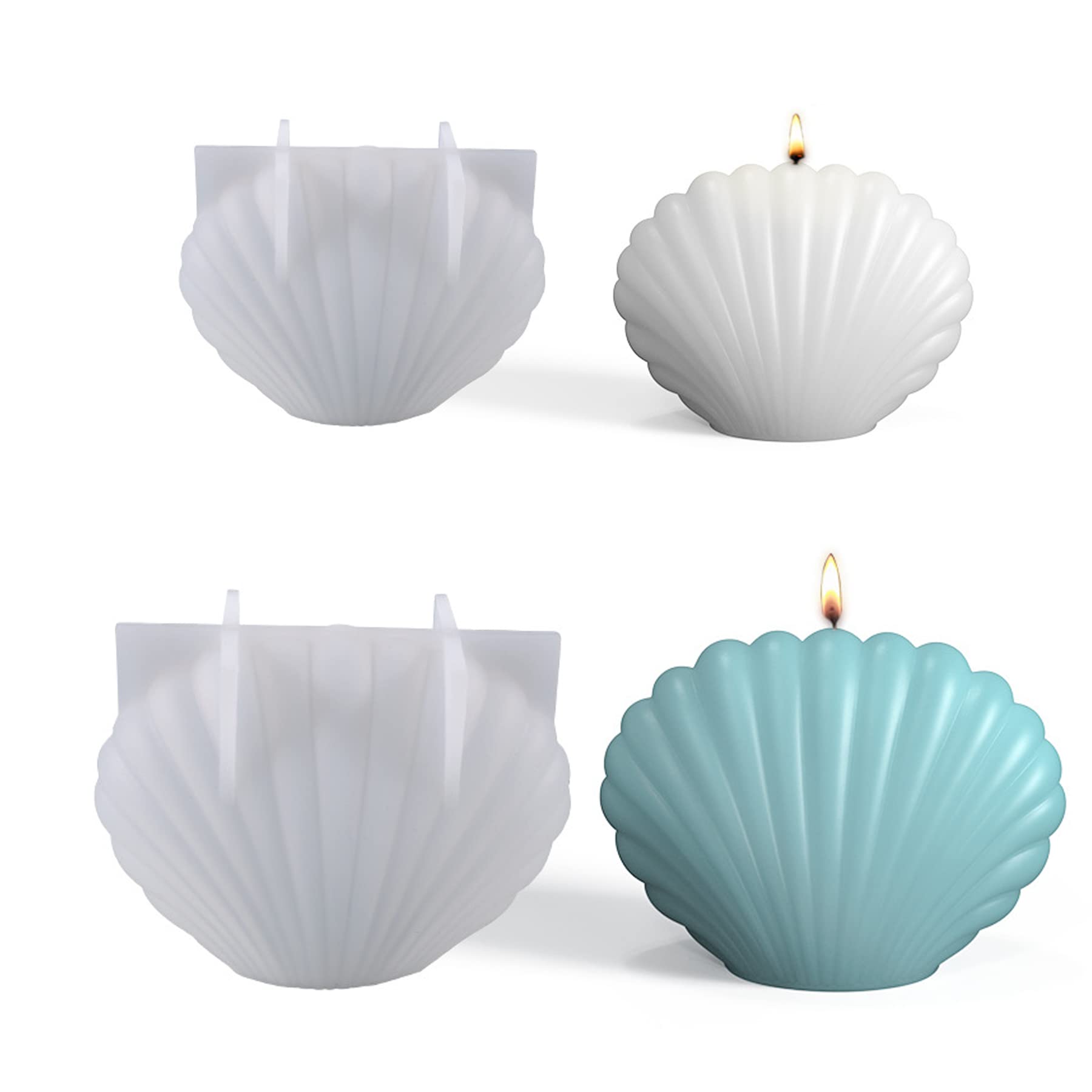 Yayatty 3D Shell Resin Molds Silicone 2 Size Seashell Epoxy Molds Silicone Moulds for Resin for Soap Making, Home Decor, Resin Crafts DIY