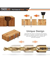 TACKLIFE - Broca para avellanar (7 piezas, 1 llave hexagonal, acero de alta velocidad, ajustable, para carpintería chapada en madera DIY-CDB01)