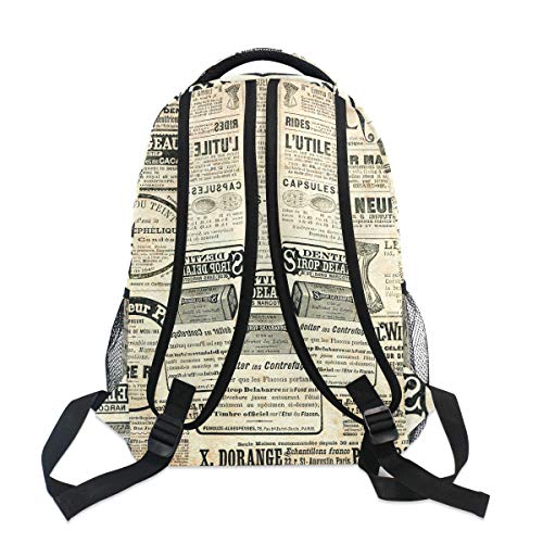 TropicalLife Vintage Newspaper Backpacks School Bookbag Shoulder Backpack Hiking Travel Daypack Casual Bags
