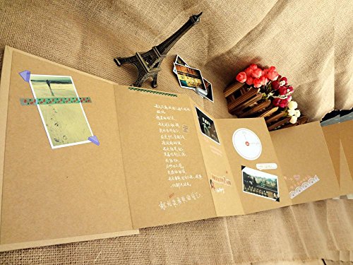 Stretchable Folding DIY Photo Album 11 x 8 inches Large Size A4 Notebook Hardcover Kraft Paper Scrapbook Anniversary Sketchbook Wedding Guest Book Birthday Valentine Gift Student Graduation Albums