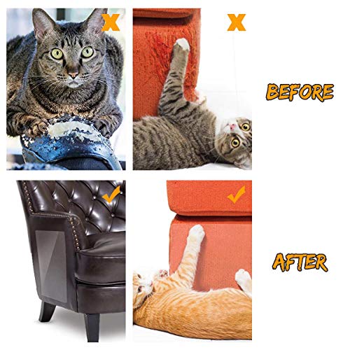 8 Pcs Cat Furniture Protectors,4 Pack X-Large (20"L x 12"W) + 4 Pack Large (20"L x 8"W) Cat Scratching Pad, Pet Scratch Protector for Sofa,Upholstery, Wall, Mattress - Thumbnail 2