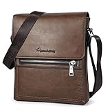 Vbiger Men's Shoulder Bag Cross Body Messenger Bag Pu Leather Business Briefcase (Brown)