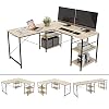 Bestier L Shaped Desk with Shelves 95.2 Inch Reversible Corner Computer Desk or 2 Person Long Table for Home Office…