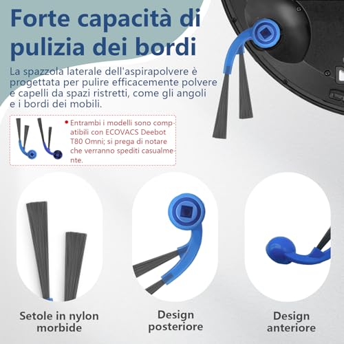 24 Pieces Accessories for Ecovacs Deebot T80 Omni/T80/X8 Pro Omni/X8 Omni, 2 Main Brushes, 2 Mop Cleaning Rollers, 6 Filters, 6 Dust Bags, 6 Side Brushes, 2 Cleaning Tools