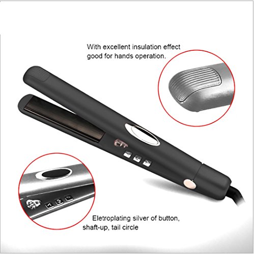 Hair Straightener Upgraded Far Infrared/negative Ion Flat Iron LED Display Automatically Switch Off Hair Straightener Silver Plating-black,pink (Color : Pink) - Thumbnail 5