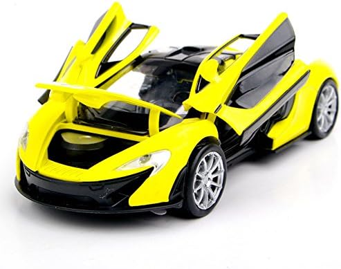 Diecast Yellow Car Model Toy Mclaren With Light&amp;sound Three Doors Could Be Opened ,the Two Sides Of Alloy