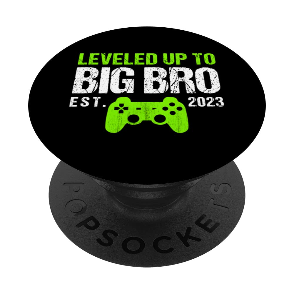Leveled Up To Big Bro Est 2023 - Funny New Big Brother Gamer PopSockets Swappable PopGrip