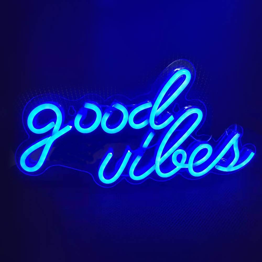 Ulalaza Neon Light Sign LED Good Vibes Night Lights USB Operated Decorative Marquee Sign Bar Pub Store Club Garage Home Party Decor