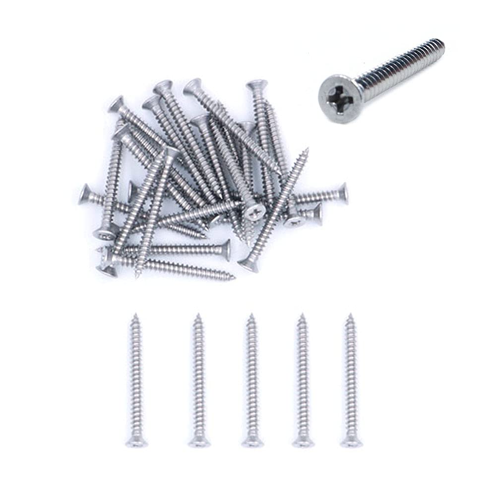 NUZAMAS 100X M6.3x38 304 Stainless Steel Self-Tapping Screws Cross Flat Countersunk Head Wood Screw