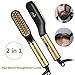 MoKasi Beard Straightener Brush for Men - 2 in 1 Electric Hair Beard Straightening Heat Brush Multifunctional Ionic Styling Hot Heated Comb with Ceramic Protection/Anti-Scald for Buddy Home Travel
