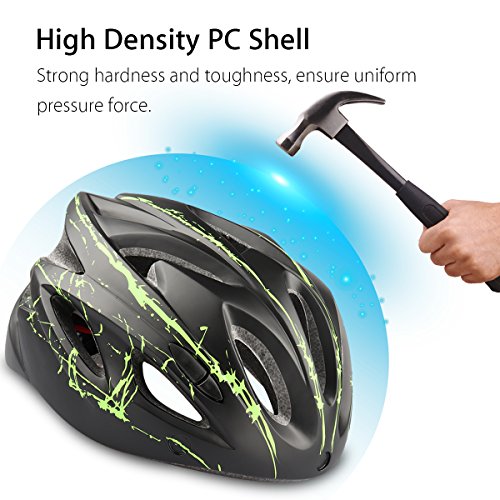 Ranger5 Cycling Helmet with Visor, Adult Bike Helmets with Removable Magnetic Shield, Detachable Liner & Dust Resistant Cover, Lightweight, Adjustable Size for Road Cycling, Outdoor - Black & Green