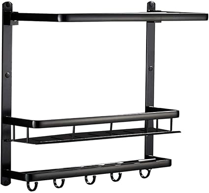 FREEDROM Espacio nórdico Aluminio Negro baño Estante de baño ...