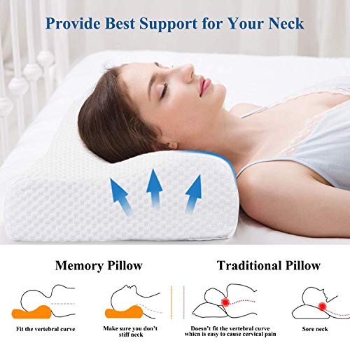 VECELO Bed Memory Foam Contour Pillow 100 Hypoallergenic Supportive