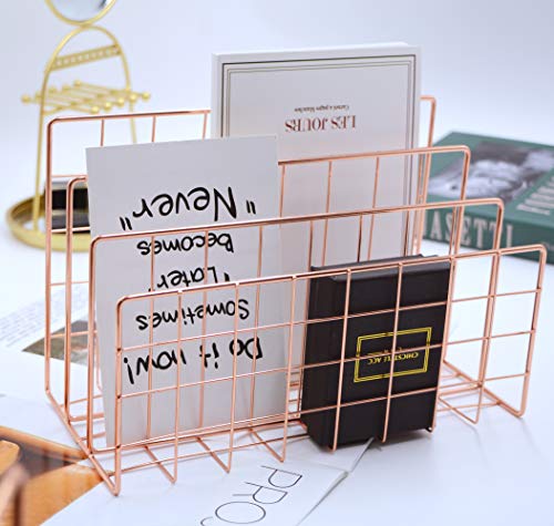 Desktop Letter File Sorter,Mail Oragnizer,Magazine Holder Organizer Rack for Home Office Mails Books Files Brochures Postcards Makeups and More, 3 Slot