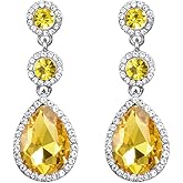 YINLI Elegant Wedding Bridal Crystal Tear Drop Dangle Earrings for Women