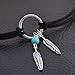 MJartoria Native American Bohemian Feather Charm Handmade PU Leather Choker Necklace (Black, Silver Feather)