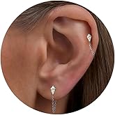 NONTAI 16G 18G Titanium Dangle Huggie Hoop, Rook Piercing Jewelry Cartilage Earring Conch Helix Hoop Earring