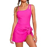 Funnycokid Girls One Piece Swimsuit Padded Bathing Suit Teen Skirted Swimwear