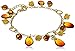 Amazon Collection Gold Plated Sterling Silver Rainbow Amber Charm Bracelet
