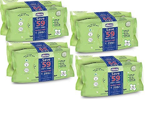 Chicco Soft Cleansing Wipes (72 Pieces) - Pack of 4