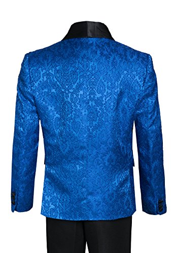 Boys Premium Paisley Patterned Shawl Lapel Tuxedos - Many Colors (2, Royal Blue with Black)