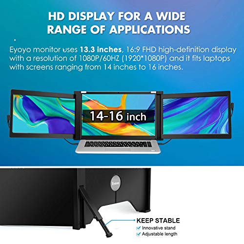 Portable Triple Screen Laptop Workstation External Monitor for Laptop