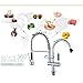 Fapully Commercial Spring Pre-Rinse Single Lever One Hole Pull Down Kitchen Faucet Pull Out Sprayer with Double Spout Sink Faucet Polished Chrome