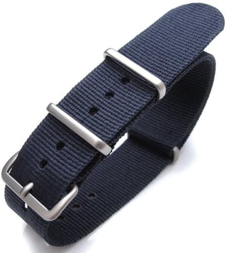 Nato 20mm Heat Sealed G10 Nylon Watch Band Brushed Buckle - Navy