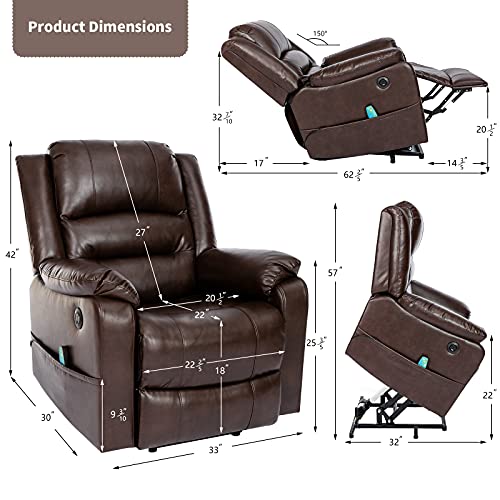 Vicluke Breath Leather Power Lift Recliner Chair with Massage and Heat for Elderly, Electric