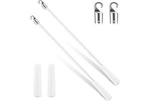 Bokon 2 Pieces White Fiberglass Blind Wand Vertical Blinds Stick Replacement with Hook and Handle for Window Opener Accessory(12 Inch)