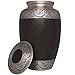 Funeral Cremation Urn for Human or Pet Ashes - Hand Made in Brass & Hand Enameled in Brown with Silver accents - Liliane Memorials Ojaha model (Adult)