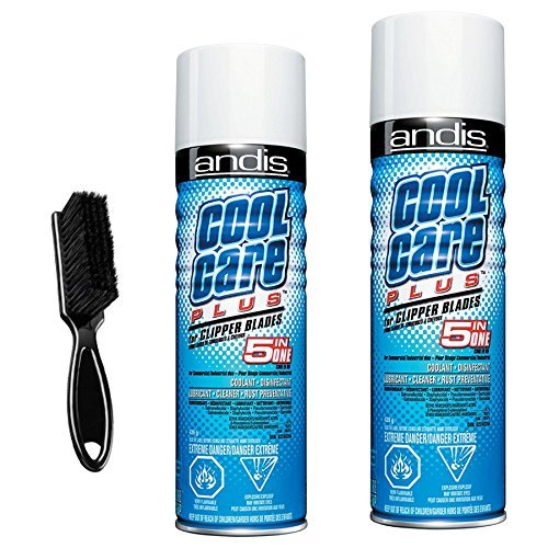 Andis Clipper Care Kit, 2 Cool Care Plus 15.5 oz With A BeauWis Blade Brush