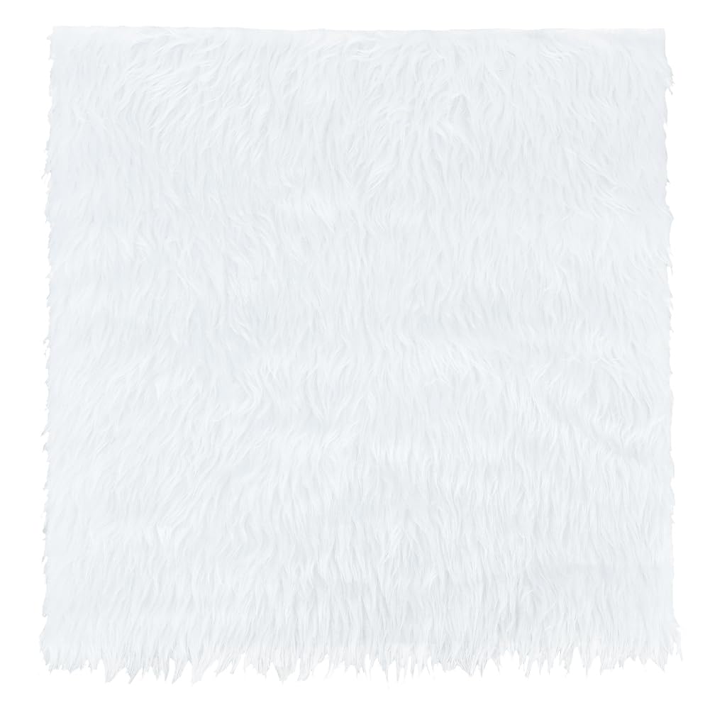 BENECREAT White Faux Fur Fabric 40x40cm Soft Plush Shaggy Squares Pre-Cut Craft Fur Fabric for Costumes, Rugs, Pillows, Sewing, Decorations