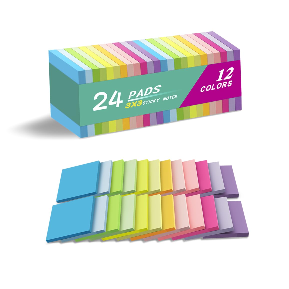 Photo 1 of (24 Pads) Sticky Notes 3x3 Inches,Bright Colors Self-Stick Pads, Easy to Post for Home, Office, Notebook