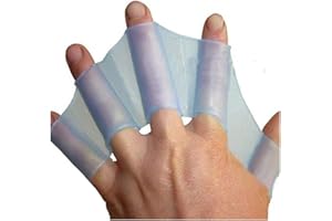 2Pcs Swimming Training Silicone Hand Webbed Flippers, Blue Water Resistance Aquatic Gloves