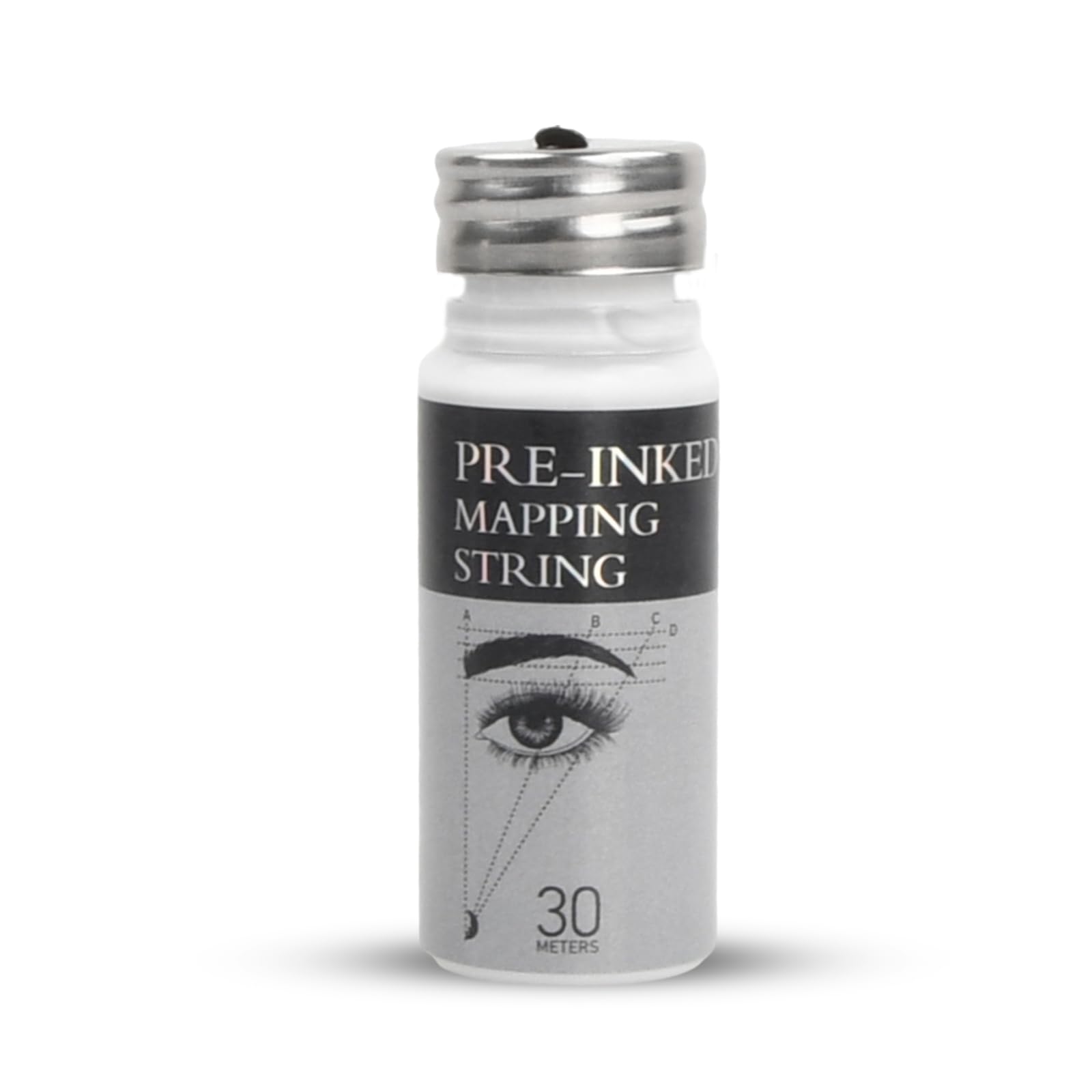 Pre Inked Brow Mapping String, 30 m Pre-Inked Mapping String for Microblading Eyebrow Measuring, White Ink Eyebrow Thread Brow Marker for Semi Permanent Makeup