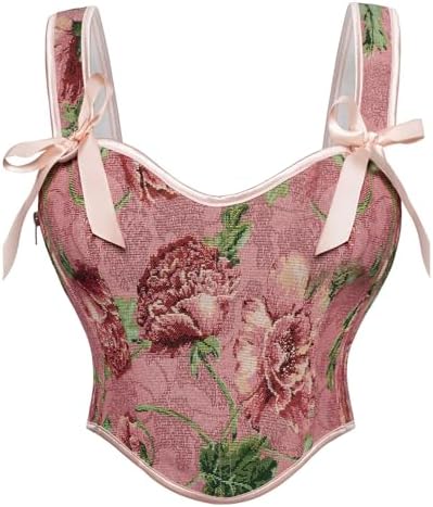 SOUGAO Vintage Corset Top Classic Overbust Bustier Waist Taming