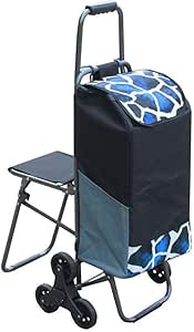 Carro de la Compra con Silla Escaleras Plegables portátiles 6 Rondas