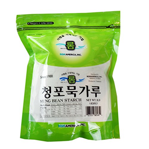 ROM AMERICA [1 Pound ] Mung Bean Starch Powder Flour ì²­í¬ë¬µ ê°€ë£¨