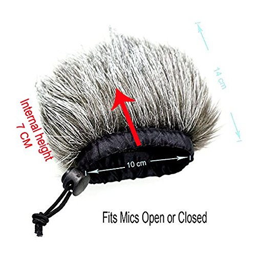 CamDesign Furry Microphone Windscreen Wind Muff for Portable Digital audio Recorders up to 10cm X 14cm(W x D) fits Zoom H4n, H5, H6, Tascam DR-40, DR-05, DR-07, Roland R-05, Olympus LS-100 & carry bag